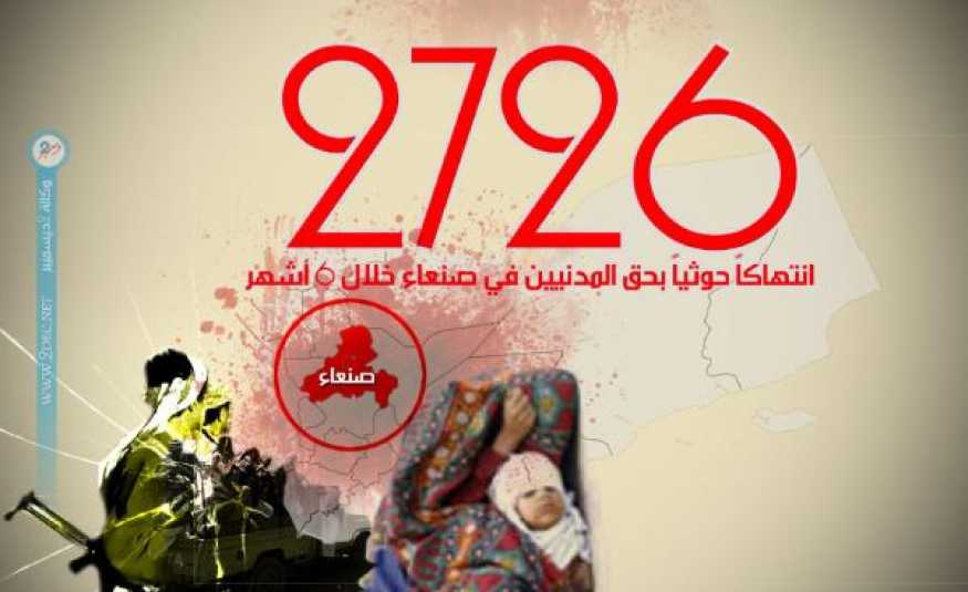 صنعاء.. 2726 انتهاكاً حوثياً للمدنيين في 6 أشهر